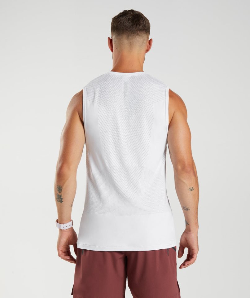 Men's Gymshark Apex Seamless Tanks White | NZ 0BIDNC